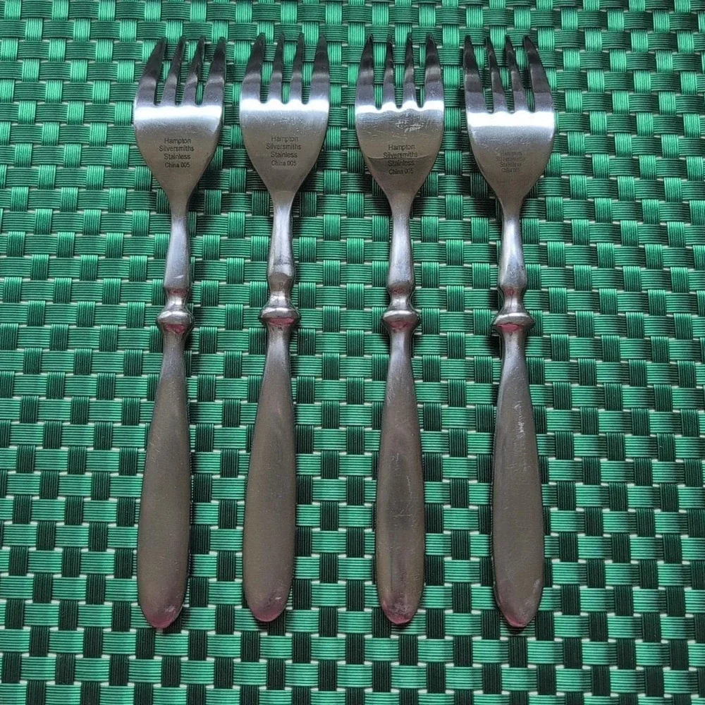 Hampton Silversmiths BISTRO SATIN Salad Forks Set Lot of 4 Stainless 18/0 Vtg